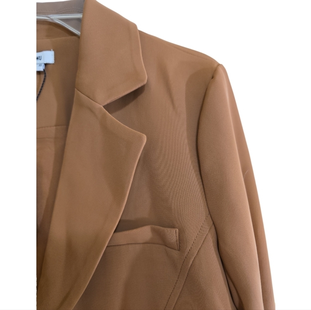 NWT Jason Wu Camel Cropped Blazer  Jacket One Button Closure XS Career Wear - Picture 5 of 11